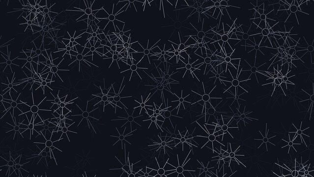 Abstract snowflake pattern on dark background, winter holiday texture with geometric ice crystals, elegant festive backdrop