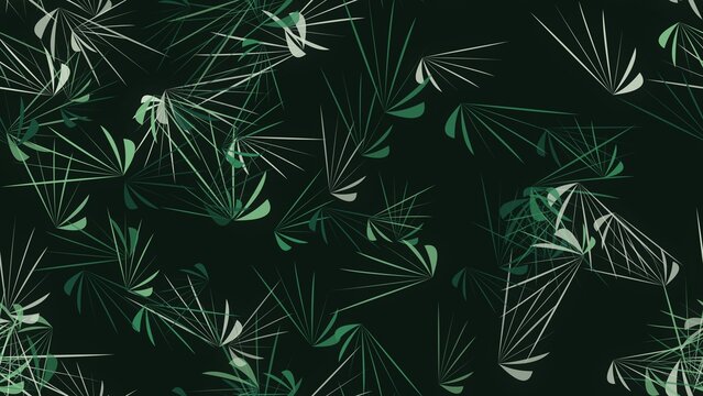 Abstract tropical palm leaf pattern, dark green botanical foliage background, seamless jungle plant texture for textile design