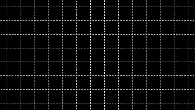 Minimalist black grid background, geometric white dotted line pattern, dark technical blueprint texture for digital design