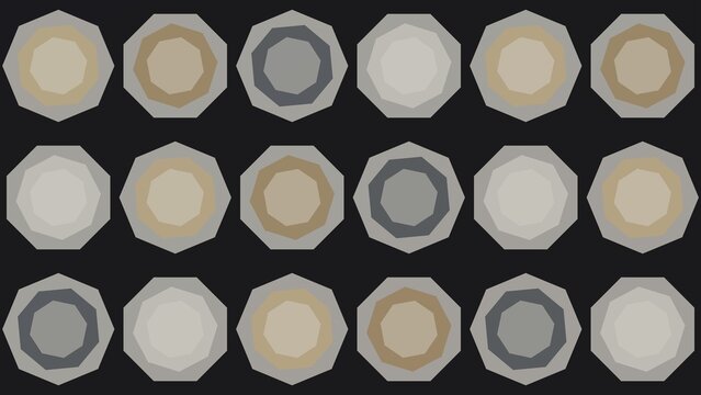 Geometric octagon pattern background, minimalist neutral polygon shapes on black, modern abstract mosaic texture for web design