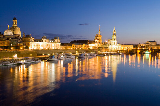 Germany, Dresden, Skyline at night