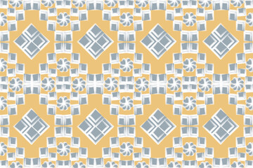 Fototapeta premium Colorful Southwestern Ikat Diamond Seamless Pattern with Teal and Coral Geometric Motifs