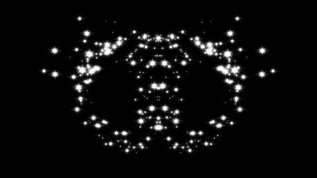 2d glitter stars line animation, magic glitter sparkle trail, glowing doodle stars, white twinkling particles, glowing star particles burst, Luxury white glitter sparkle animation on black screen.4k