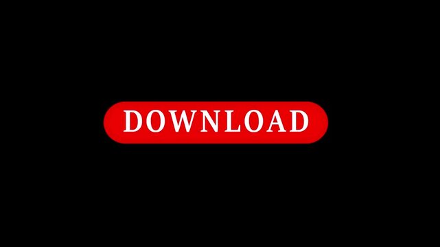 rad download button animated icon on green black chroma key background, call to action UI graphic element.