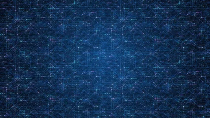 Abstract Circuit board. Electronic computer hardware technology. Motherboard digital chip. Matrix particles grid virtual reality. Network communication processor. Information CPU engineering 3D render © Quardia Inc.