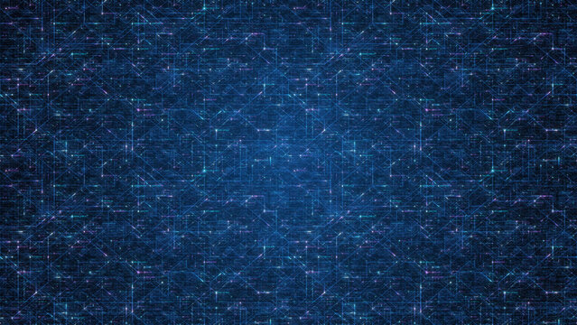 Abstract Circuit board. Electronic computer hardware technology. Motherboard digital chip. Matrix particles grid virtual reality. Network communication processor. Information CPU engineering 3D render