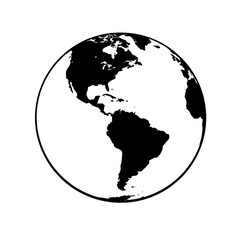 Obraz premium Black and white globe illustration of Earth.
