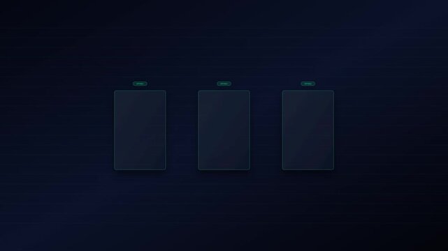 Data migration from physical server racks to secure cloud storage service animation on dark background