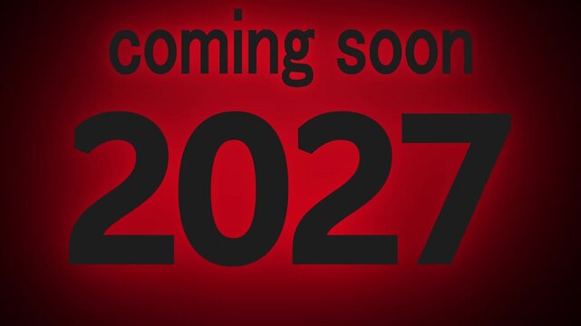 Glow neon sign coming soon 2027 text animation for happy new year celebration event banner