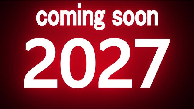 Glow neon sign coming soon 2027 text animation for happy new year celebration event banner