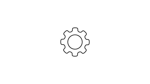 Animated Gear Settings Icon with Rotating Cogwheel, System Configuration Symbol, Software Preferences UI, Minimal Settings Interface, Technology Animation, white Background