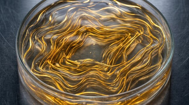 Golden Elvers Glass Eels in Petri Dish Isolated on Solid Background