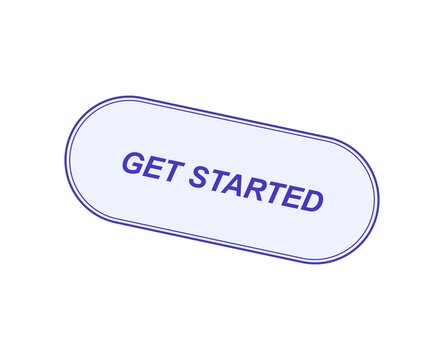 Blue rounded button with get started text for web design