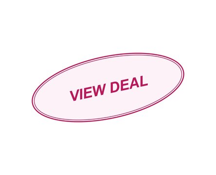 Red oval button with view deal text for online marketing campaigns
