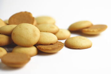 Fototapeta premium Vanilla Wafers assorted on white background