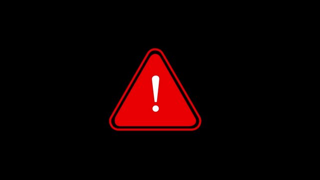 A warning sign with an exclamation mark on a black background