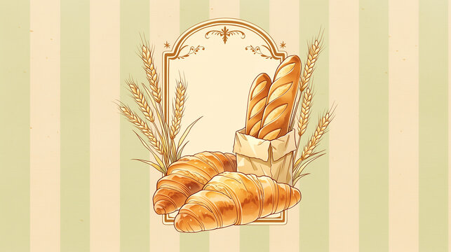A vintage bakery-style frame featuring a beautiful design, an elegant emblem for cookie packaging, and a traditional bakery symbol; suitable for creating warm, seasonal greeting cards and gift tags.