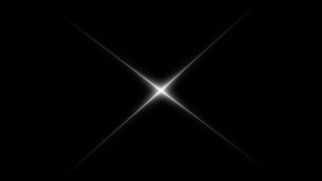 Luminous white light burst flashing with optical lens flare, glowing star rays and abstract flickering sparkle element for video motion overlay 4k