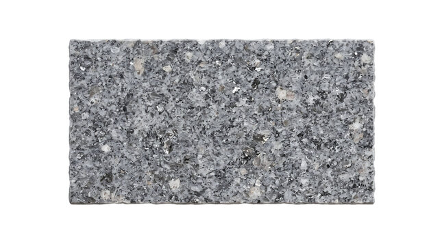 A realistic textured rectangle with a speckled grey and white granitelike pattern isolated on transparent background transparent background