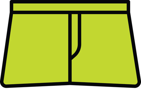 Lime Green Short skirt with Thick Waistband Vector Illustration Isolated on Transparent Background