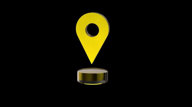 3d location golden metalick look verry nice and unicq reflective 4k rotation animation video in dark background 16 to 9 ratio video future