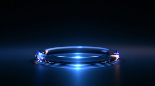 Futuristic Glowing Blue Podium Ring on Dark Background