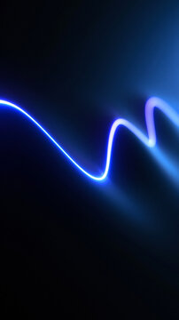 Abstract Glowing Blue Wave Line and Digital Sound Signal