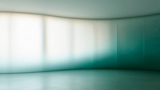 Modern Empty Interior Room with Curved Glowing Wall