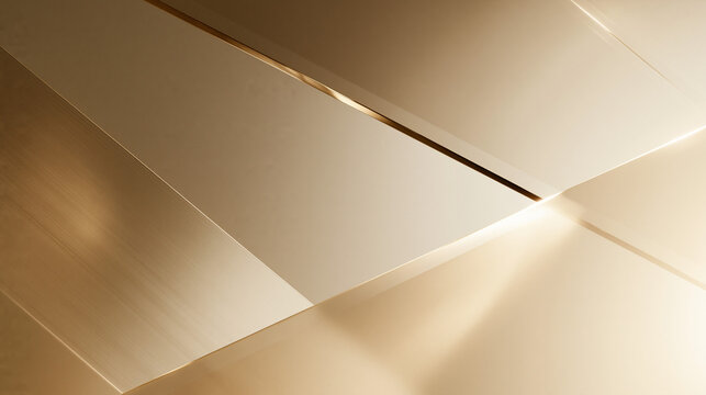 Abstract Gold Metallic Geometric Background with Clean Lines and Reflection