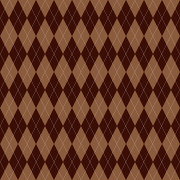 Seamless argyle pattern background. Vector illustration. Brown color.