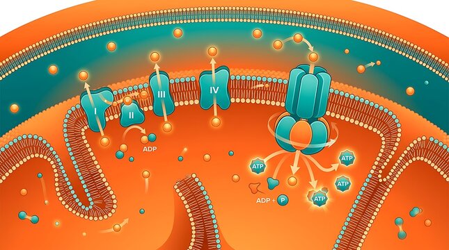 Mitochondrial electron transport chain and atp synthase diagram