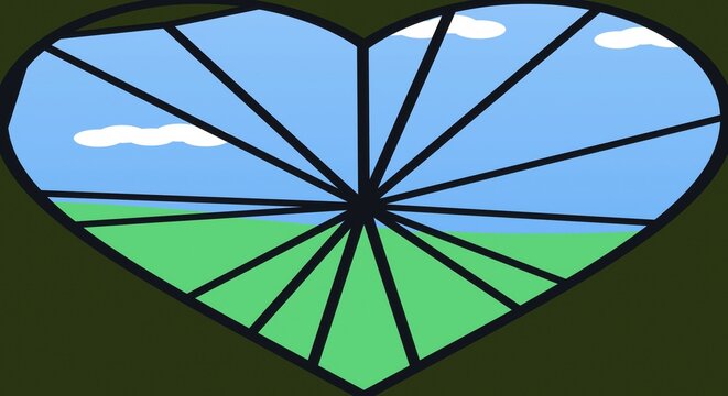 Heart shape divided into blue and green sections