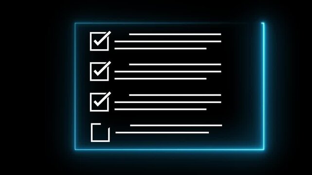 Business concept and smart checklist on virtual screen, A man use a pen marking about exploring the topics on the digital form check sheet and motion graphics of documents concept