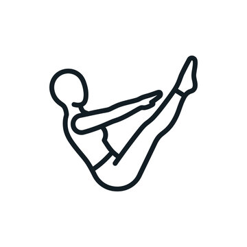 Minimalist line art of a person performing a v-sit.