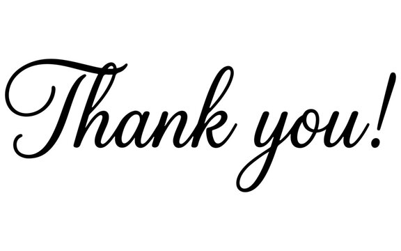Elegant black cursive script lettering expressing a sincere thank you message on a clean white background