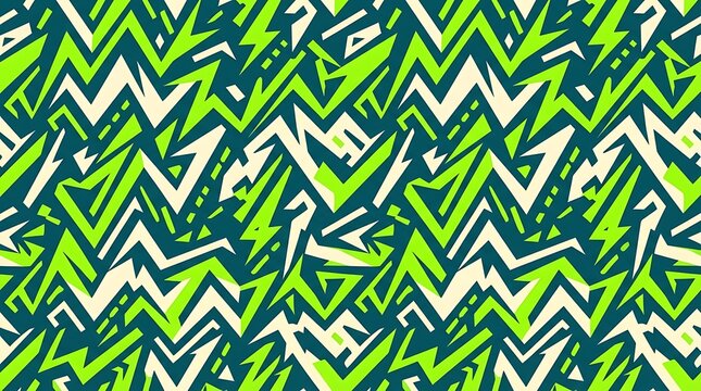 Vibrant street art seamless pattern with sharp geometric shapes