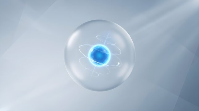 Glowing Quantum Particle Inside Glass Sphere