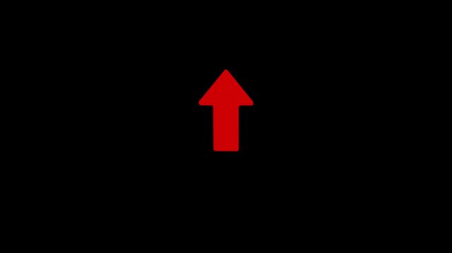 Minimalist white arrow pulsing on black background, for ui ux, and motion interface. Motion graphics of arrow concept.