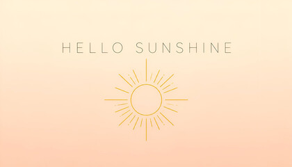 Hello Sunshine minimalist flat vector illustration banner with geometric sun