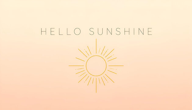 Hello Sunshine minimalist flat vector illustration banner with geometric sun