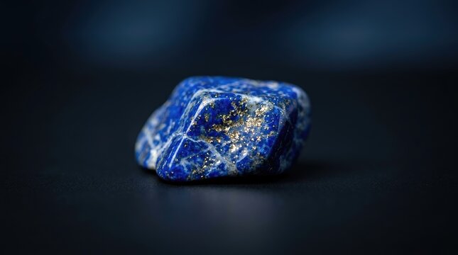Lapis Lazuli Gemstone Macro, Blue Crystal with Gold Flecks