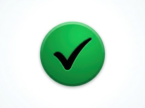 Green Check Mark Icon Button Symbol Success Correct Approve Approved Yes Confirm Checkmark Sign Glossy Circle Glossy 3D isolated on white background 