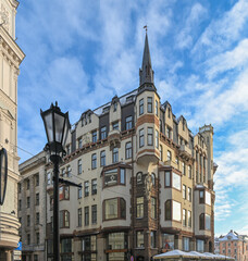 Obraz premium Art Nouveau Masterpiece at Street 8, Riga Old Town, Latvia