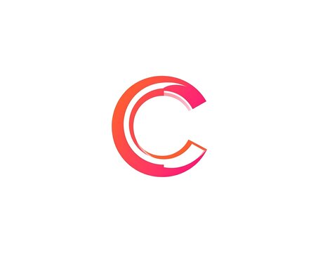 Pink cursive letter C in modern style.