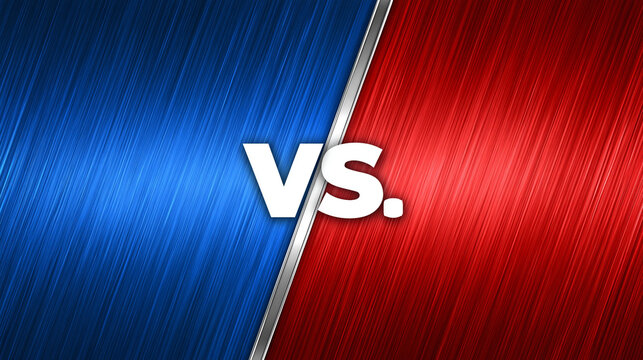 Blue and red metal texture split by vs text. Perfect for competitive battles and gaming tournaments.