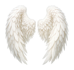 Fototapeta premium PNG Elegant white angel wings on black background.