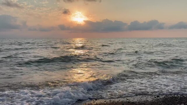 Spectacular sunset over the Black sea in Georgia