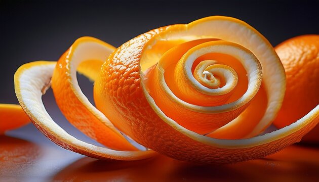 Orange Peel Spiral Twist With Textured Zest And White Pith