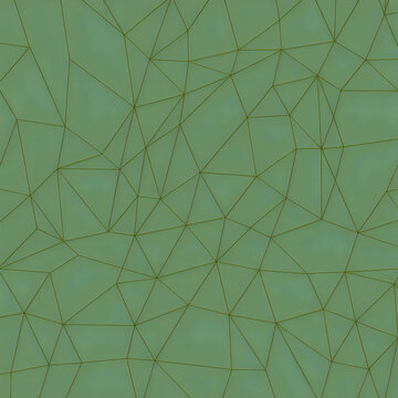 Geometric abstract polygon pattern with irregular tessellation on green background