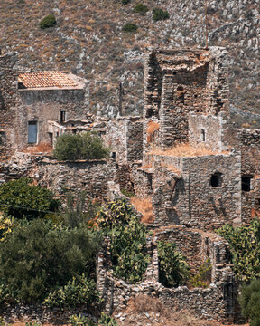 Historic Stone Tower Houses in Vathia, Mani, Peloponnese, Greece